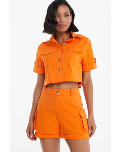 Quiz Orange Cargo Shorts Viscose