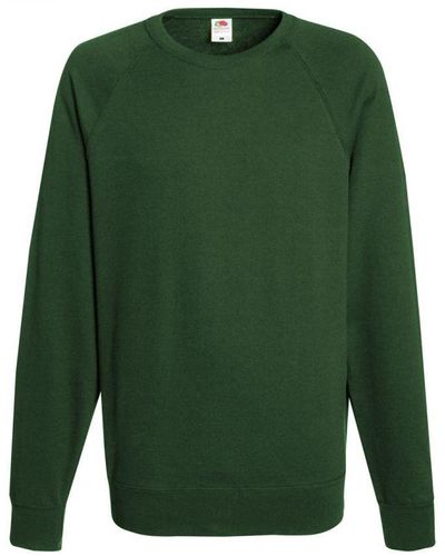 Fruit Of The Loom Lightweight Raglan Sweatshirt (240 Gsm) (Bottle) - Green