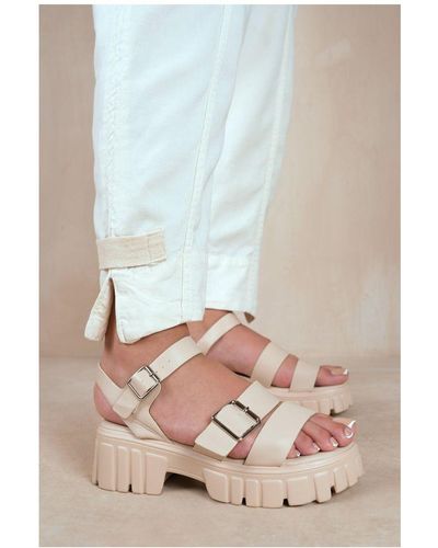 Where's That From Wheres 'Novel' Buckle Strap Flat Sandals - Blue