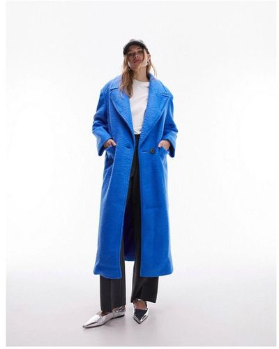 TOPSHOP Extreme Shoulder Brushed Overcoat - Blue