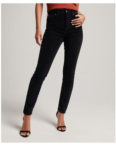 Superdry Skinny Corduroy Jeans Met Hoge Taille - Zwart