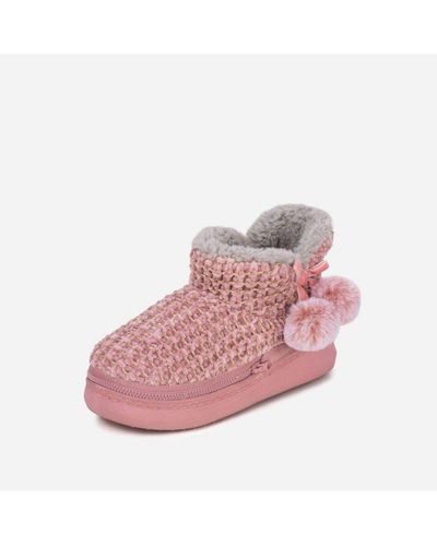 Redfoot Ladies Cosyheats Microwavable Chenielle Slipper Bootie Textile - Pink