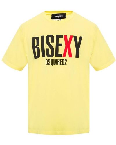 DSquared² Oversized Fit Bisexy Logo Geel T-shirt