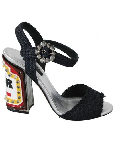 Dolce & Gabbana Crystals Led Lights Sandals Shoes Viscose - Black