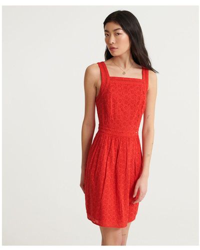 Superdry Blaire Broderie Dress - Red