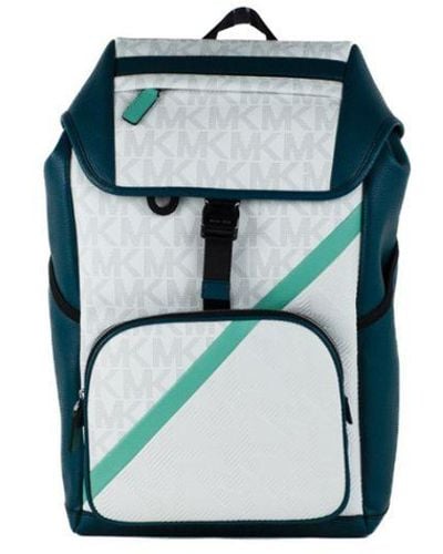 Michael Kors Signature Cooper Sport Flap Lagoon Large Backpack Bookbag Bag Leather - Blue