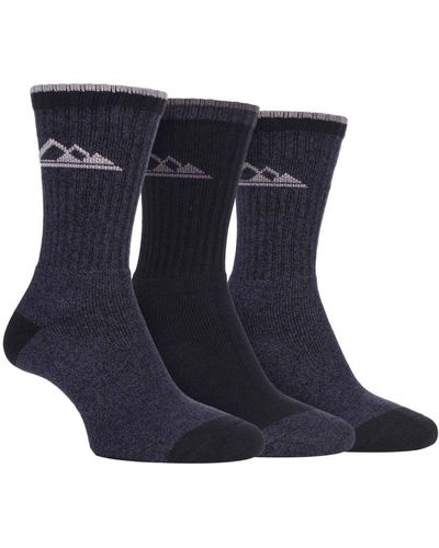 Storm Bloc 3 Pairs Ladies Lightweight Breathable Hiking Socks With Arch Support - Blue