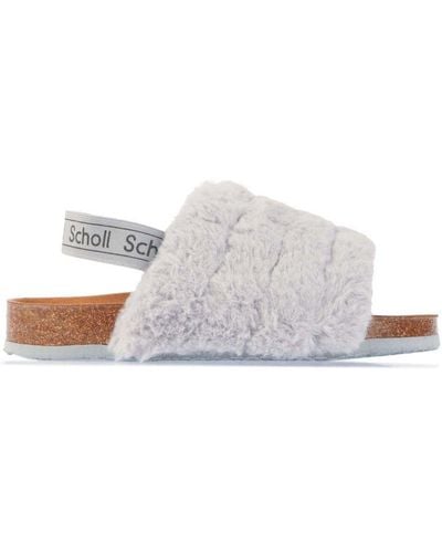 Scholl Womenss Amabel Faux Fur Slippers - White