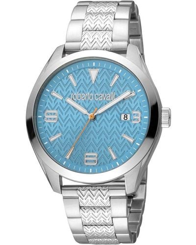 Roberto Cavalli Rc5G048M0055 Quartz Stainless Steel Light 10 Atm 42 Mm Watch - Blue