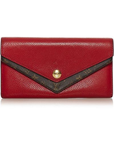 Louis Vuitton Vintage Double V Wallet Red Calf Leather