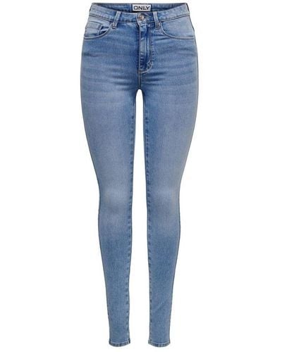 ONLY High Waist Skinny Jeans Onlroyal Light Blue Denim - Blauw