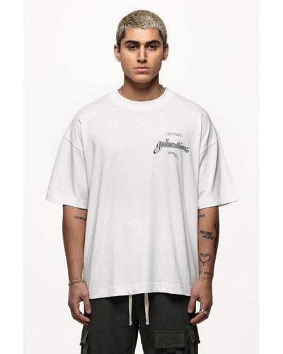 Good For Nothing Off Oversized Cotton T-Shirt With Graphic Print - White