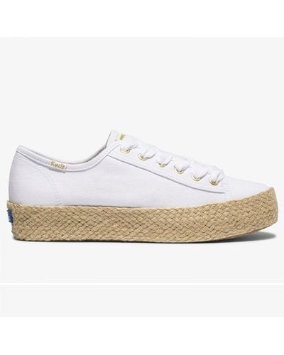 Keds Triplekick Canvas Organic Cotton Cushiony Shoes With Softerra Footbed - White