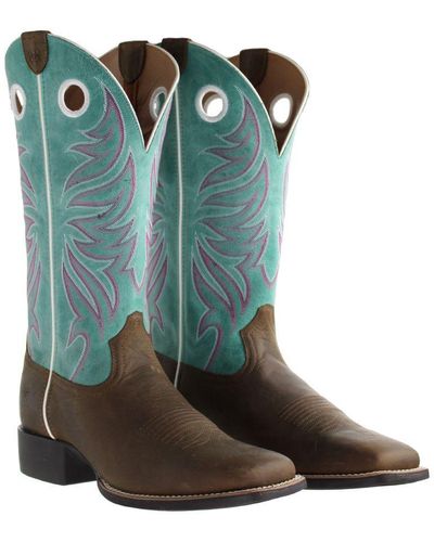 Ariat Ryder Sassy Brown/blue Boots Leather - Green