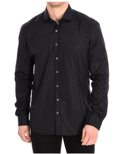 Café Coton Slim Long Sleeve Shirt With Lapel Collar Popeline14 - Black