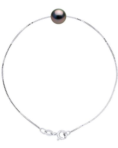 Diadema Chain Armband Met Pearl Tahiti Round 9-10 Mm 925 - Wit