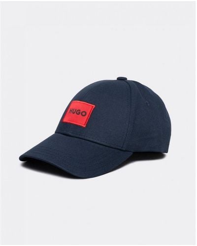 HUGO X 581-rl Cotton-twill Cap With Red Logo Label Nos - Blue