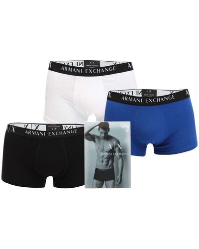 Armani Exchange Men's 3 Pack Boxers In White Blue Black - Blauw