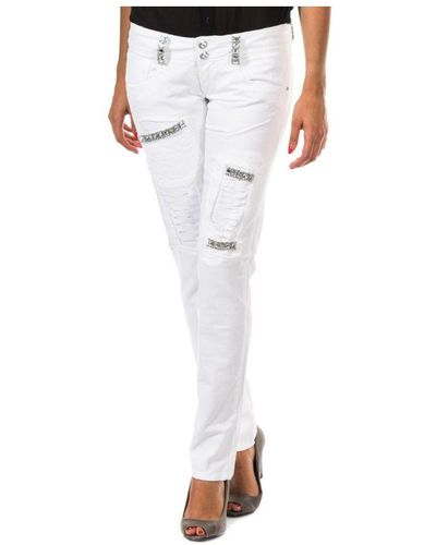 Met Long Trousers With Skinny Cut Hems 10dbf0125 Woman Cotton - White