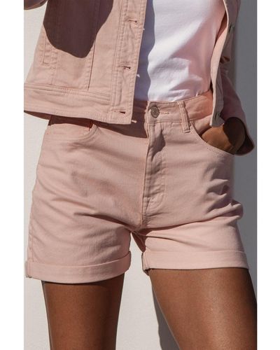Threadbare 'Calais' Classic Denim Shorts Cotton - Pink