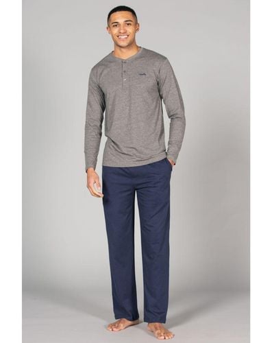 Tokyo Laundry Grey Cotton 2-piece Long Sleeve Top And Jersey Bottoms Loungewear Set