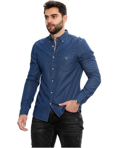 GANT Overhemd Met Normale Pasvorm | Het Indigo-shirt - Blauw