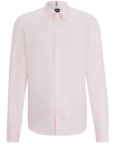 BOSS Hugo Boss S-Liam-S-Bd-C1-242 Long Sleeved Shirt Light Pastel - Pink