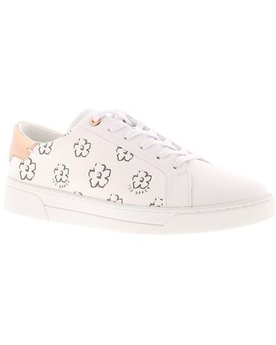 Ted Baker Trainers Lace Up Taliy Leather Floral Detailing Leather (Archived) - White