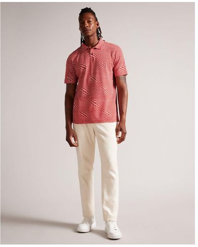 Ted Baker Neigh All Over Horse Print Polo Shirt - Red