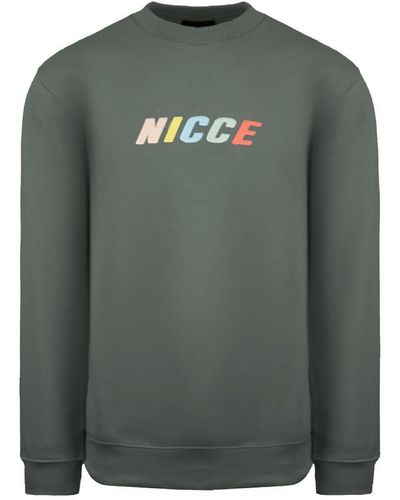 Nicce London Crew Neck Long Sleeve Pullover Myriad Sweatshirt 211 1 03 04 0329 Cotton - Green
