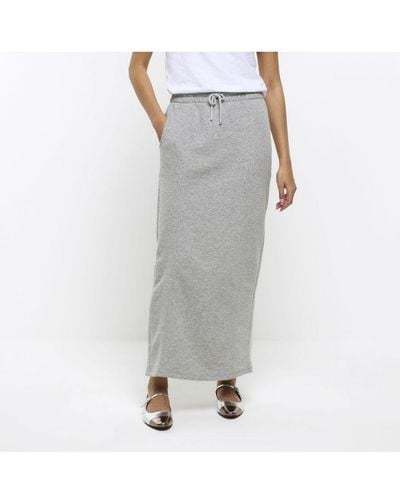 River Island Midi Skirt Grey Sweat