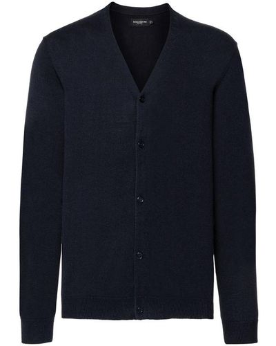 Russell Collection V-Neck Knitted Cardigan (French) - Blue