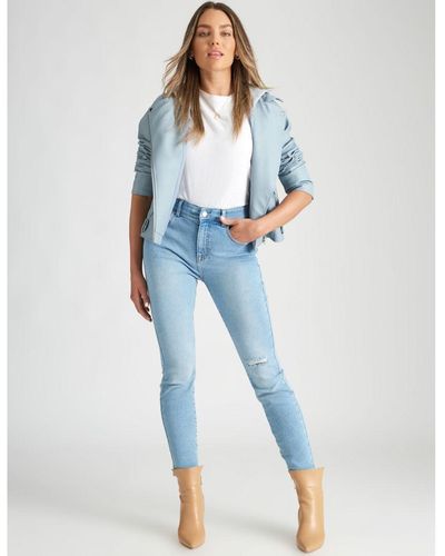Rockmans Jeans Skinny - Solid Cotton Trousers - Denim Work Clothes - Blue