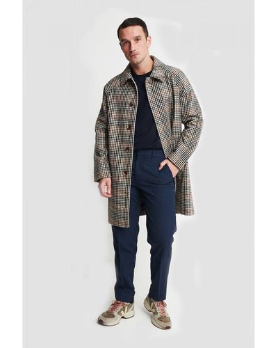Harry Brown London Declyn Check Wool Over Coat Cotton - Grey