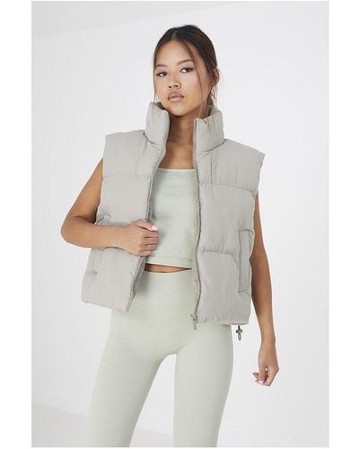 Good For Nothing Cropped Padded Gilet - White