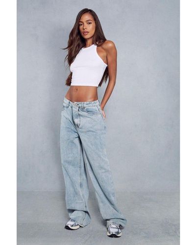 MissPap Slouch Dropped Waist Baggy Jeans - Blue