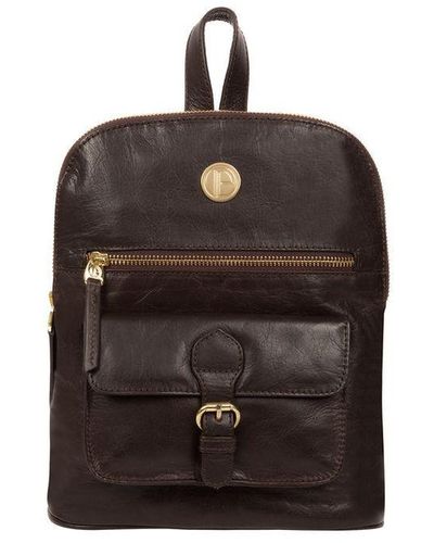 Pure Luxuries 'Zinnia' Dark Leather Backpack - Brown