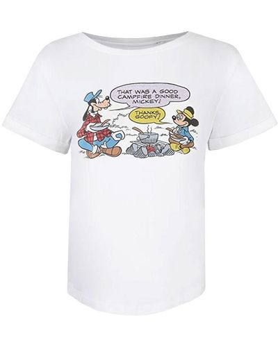 Disney Kampvuur Mickey Katoenen T-shirt (wit)
