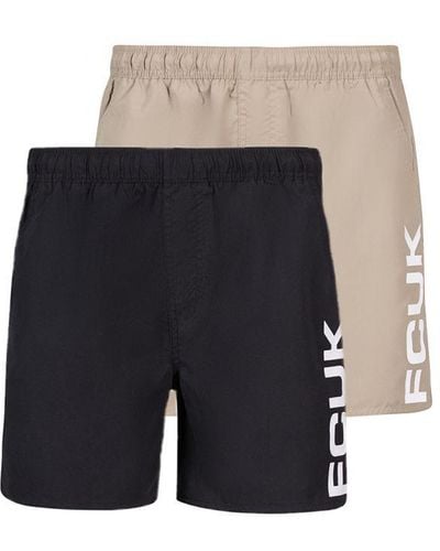 French Connection Black 2 Pack Swim Shorts - Blue