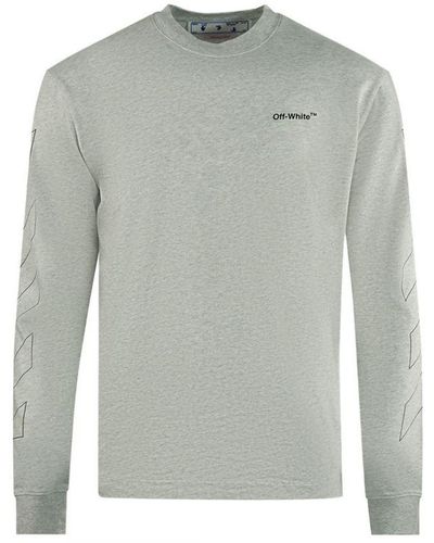 Off-White c/o Virgil Abloh Off- Skate Fit Diag Outline Long Sleeve T-Shirt - Grey