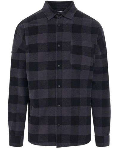 Palm Angels Curved Logo Checked Shirt - Blue