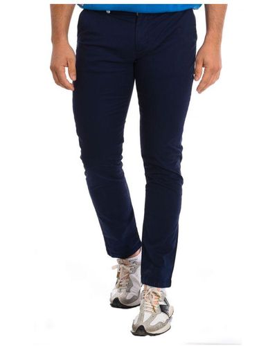 La Martina Long Trousers With Straight Cut Hems Tmt002-tw417 Man Cotton - Blue