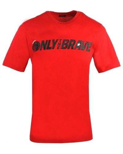 DIESEL T-Just-Sv Only The Brave Logo T-Shirt Cotton - Red
