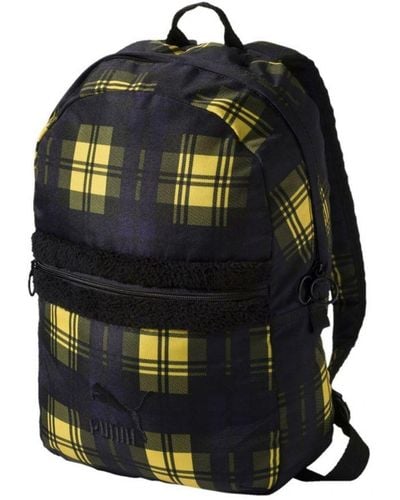 PUMA Prime Varsity Backpack Plaid Bag Navy 075548 01 Textile - Black