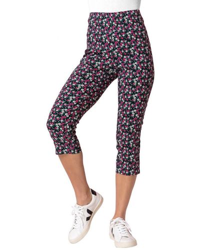 Roman Ditsy Floral Cropped Stretch Trouser - Multicolour