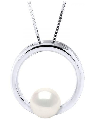 Diadema Circle Necklace Freshwater Pearl Round 8-9 Mm 925 - White