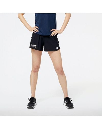 New Balance Womenss London Edition Impact Run 3In Shorts - Blue