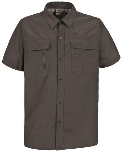 Trespass Colly Short Sleeve Quick Dry Shirt (donkere Khaki) - Grijs