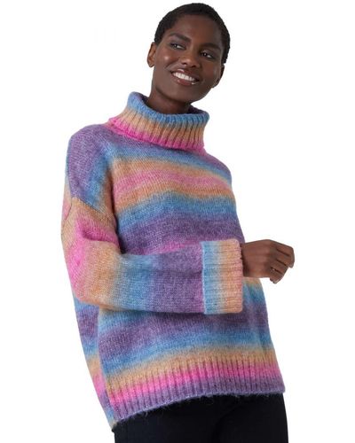 Roman Relaxed Roll Neck Ombre Jumper - Purple