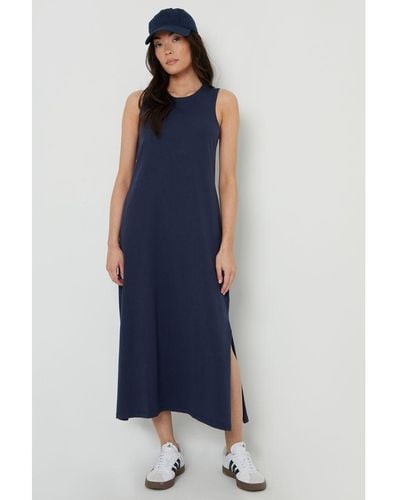 Threadbare 'Sue' Sleeveless Jersey Midi Dress With Pockets - Blue